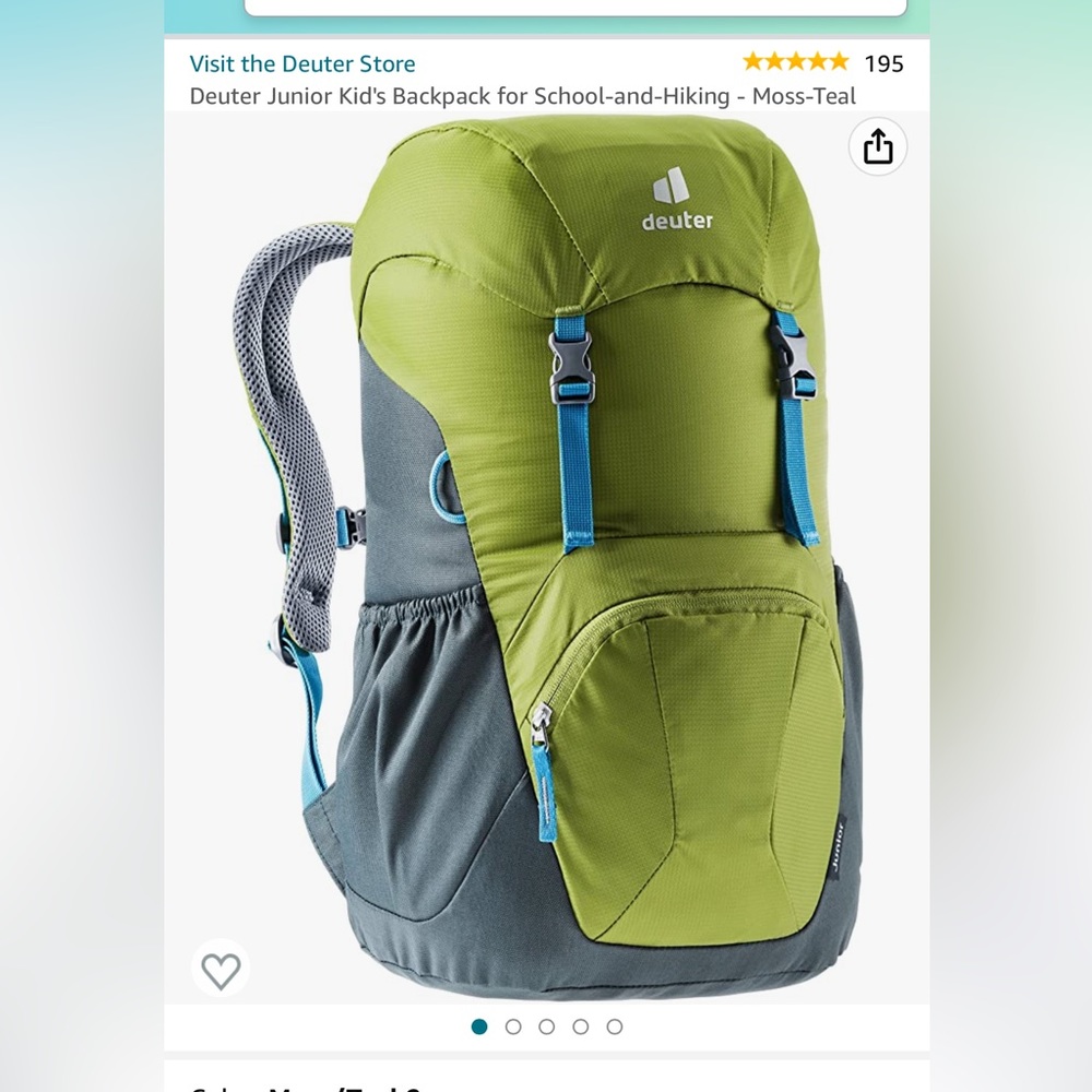 NWT DEUTER Moss/Teal Youth 18L Hiking/Travel/Backpack